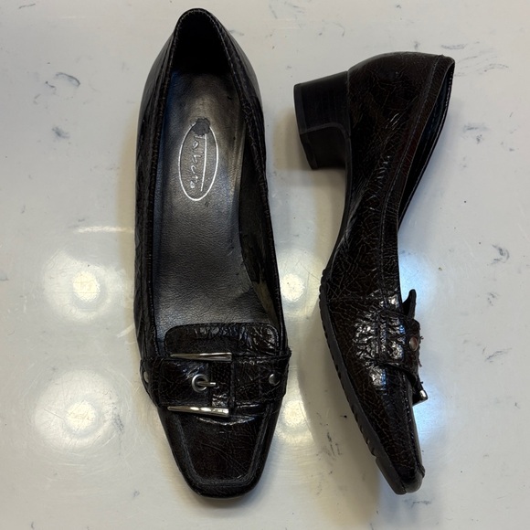 Talbots Dark Brown Leather Buckle Loafers - Picture 2 of 2